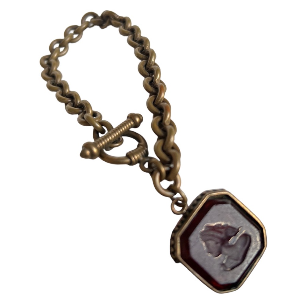 EXTASIA lady red stone vintage brass bracelet